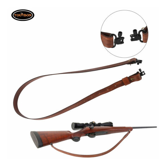 Tourbon Genuine Leather Rifle Gun Sling Long Shotgun Strap Shooting w/1" Swivels {1}