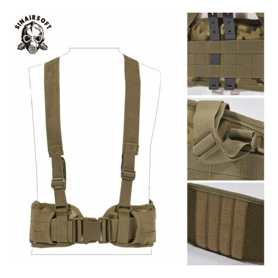Tactical Molle Waist Padded Belt w/ Suspender Combat Multifunction Hunting Strap {1}