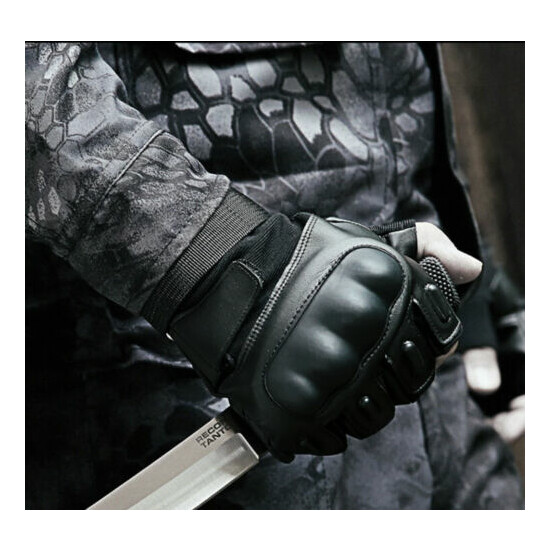 Tactical Gloves Military Rubber Hard Knuckle Gloves Fingerless/Half Size XL {2}