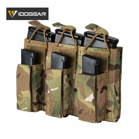 IDOGEAR Tactical Mag Pouch Triple Mag Carrier Open Top 5.56 MOLLE Paintball Gear {1}