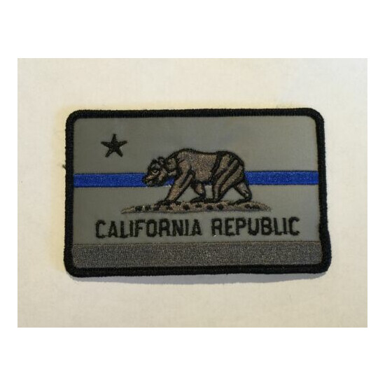 REFLECTIVE Subdued Thin Blue Line California State Flag Patch {5}