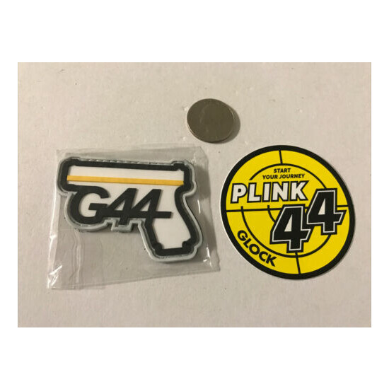 Shot Show Glock Promo Lot G44 Gun Morale Patch & Plink 44 Sticker Decal Lot New {2}