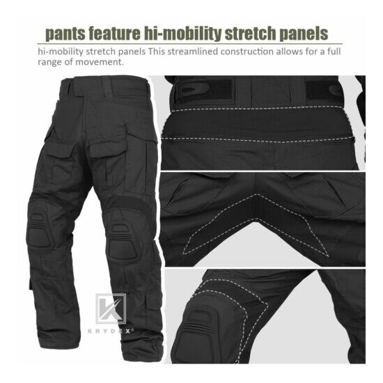 KRYDEX G3 Gun3 Combat Trouser Tactical Pants w/ Knee Pads Army Clothing Black {10}