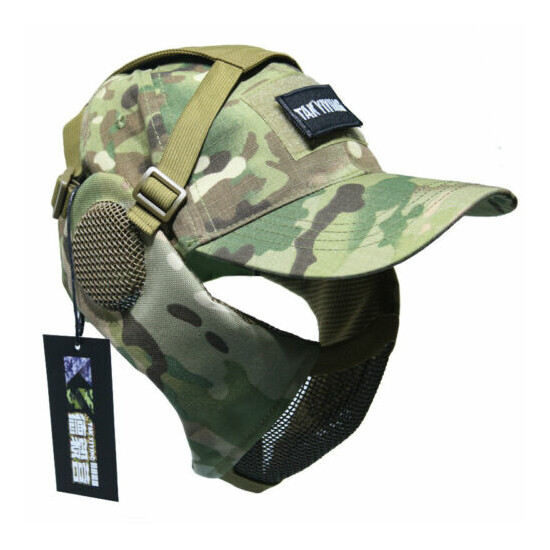 Tactical Foldable Camouflage Mesh Mask With Ear Protection With Cap For Hunting {13}