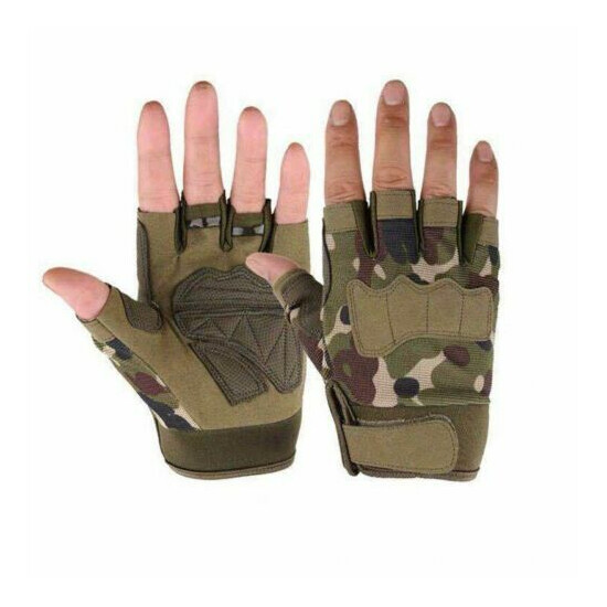 Multicam Tactical Gloves Soft Knuckle Half Finger Military Shooting Gloves  {11}