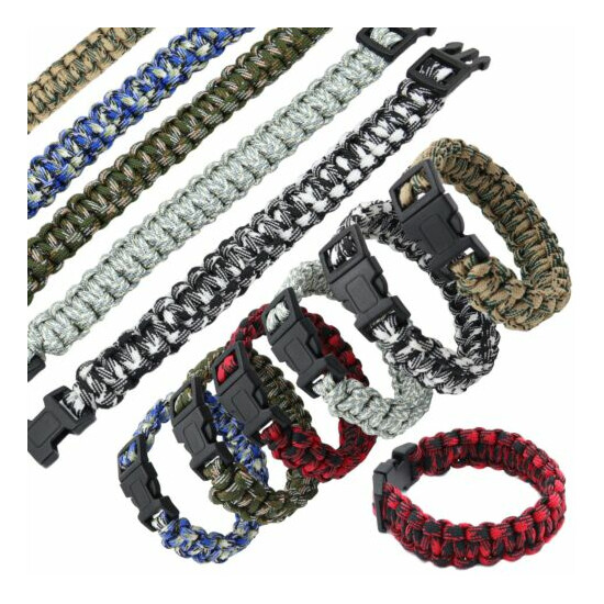 12 PCS Paracord Bracelets for Men, Camo Survival Tactical Braided Cord {3}