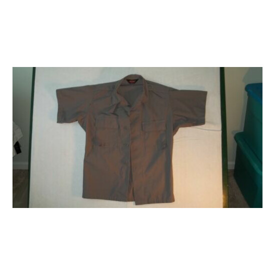TruSpec Mens Tac Shirt Medium Regular Gray Short Sleeve Button Up Military Shirt {1}