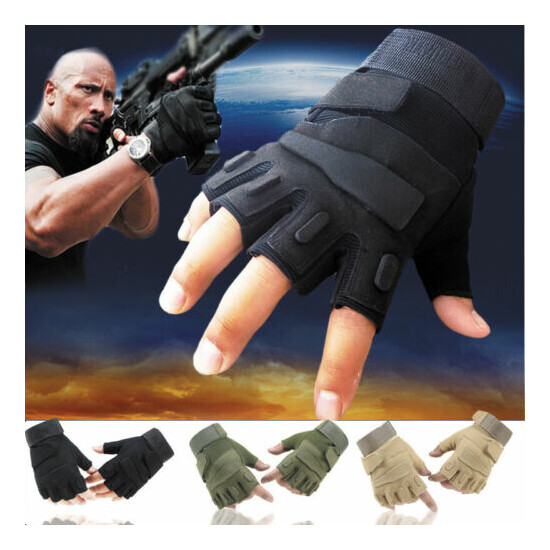 Outdoor Mens Tactical Army Military Fingerless Combat Cycling Half Finger Gloves {4}