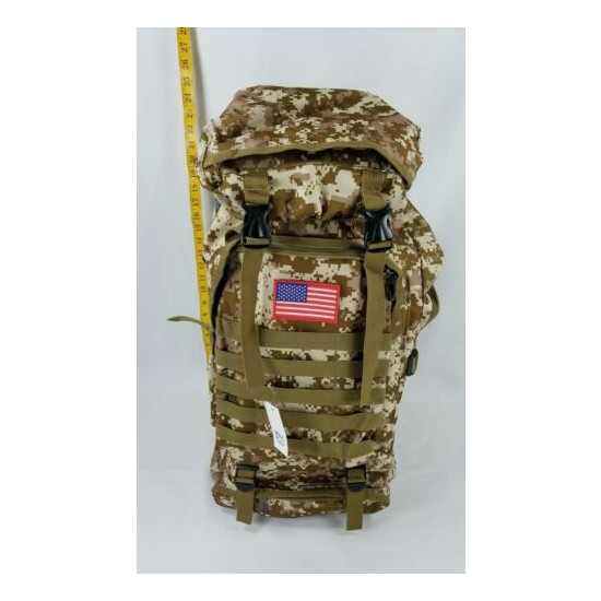 LARGE 70L MOLLE Lined Tactical Backpack Military Camping Desert Digital {4}