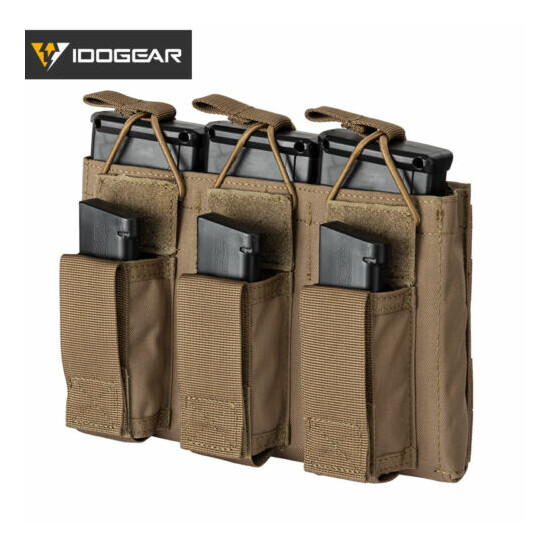IDOGEAR Tactical Mag Pouch Triple Mag Carrier Open Top 5.56 MOLLE Paintball Gear {14}