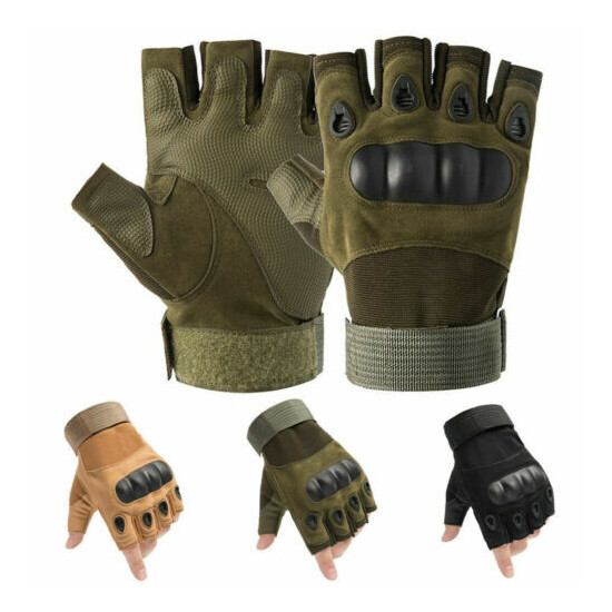 New Half Finger Tactical Gloves Protective Hard Knuckle Work Military Hunting {1}
