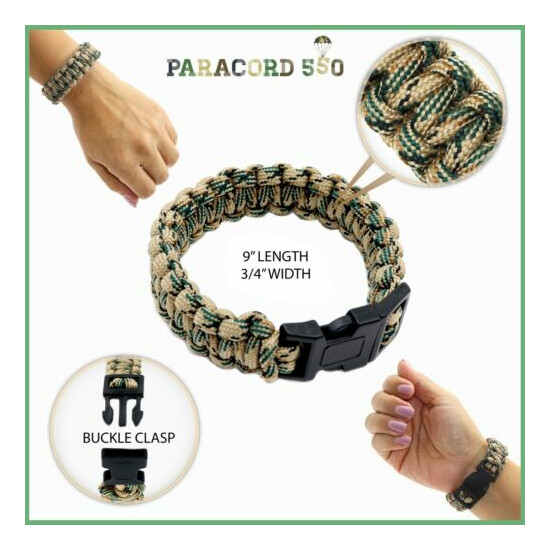 12 PCS Paracord Bracelets for Men, Camo Survival Tactical Braided Cord {2}