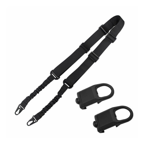 Tactical 2 Points Rifle Sling Shoulder Strap with 2 Picatinny Rail Mounts Set {3}