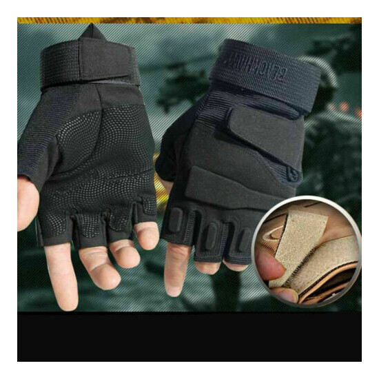 Tactical Gloves Military Shooting Gloves Fingerless Anti-Slip Bicycle Gloves Men {5}