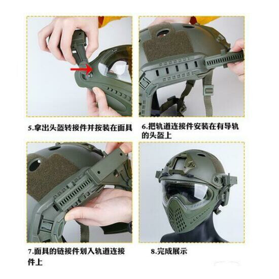 Tactical Head Wearing Helmet Full Face Pilot Mask with Lens Airsoft Paintball {5}