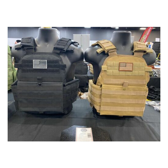 Tactical Vest COYOTE FDE Tan Plate Carrier W/ 2 10x12 Curved PLATES *IN STOCK** {11}