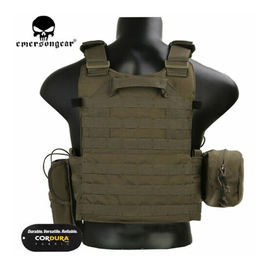 Emerson Tactical Modular Combat Vest MOLLE LBT-6094A Plate Carrier w/ 3 Pouch RG {5}