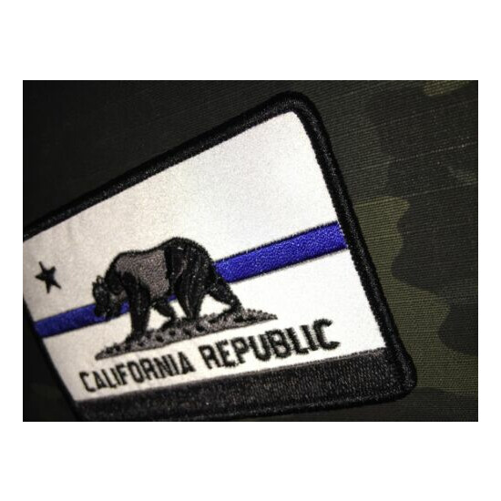 REFLECTIVE Subdued Thin Blue Line California State Flag Patch {4}