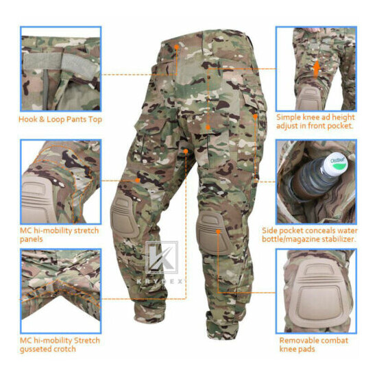 KRYDEX G3 Combat Uniform Set Tactical Shirt & Trousers & Knee Pads Multicam Camo {3}