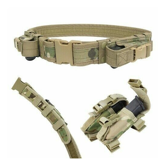 2.5" Tactical Belt Waist Band Strap Girdle Waistband with 2 Small Magazine Pouch {3}