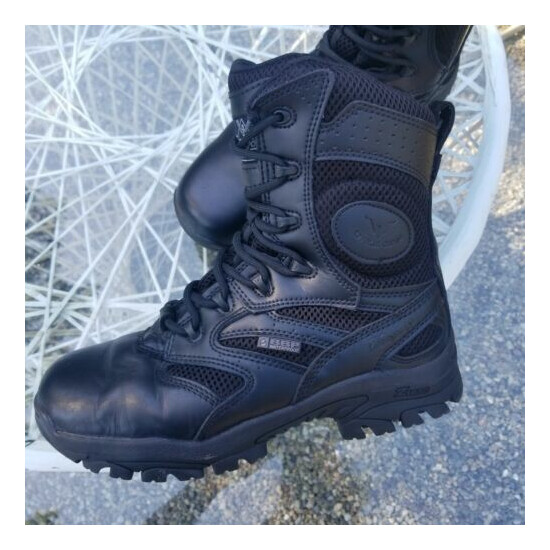 Thorogood Mens 7 WOMEN 9 Tactical Black Leather Boots 6in Waterproof Side Zip {11}