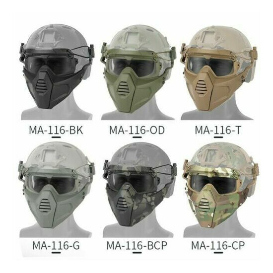 Tactical Split Type Anti Fog Wind Helmet Rail Mount Half Face Mask Goggles Set {2}