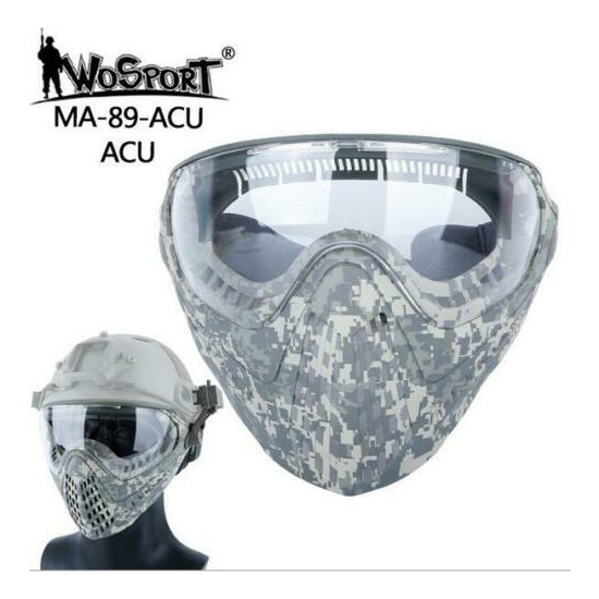 Tactical Head Wearing Helmet Full Face Pilot Mask with Lens Airsoft Paintball {19}