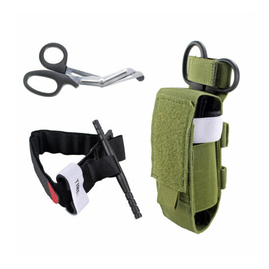 Tactical One Hand TQ Combat Application First Aid + Trauma Shear+ Molle Pouch {16}