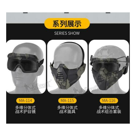 WoSporT Tactical helmet Split type Half Face Mask & Safety Goggle Lens & Set {2}