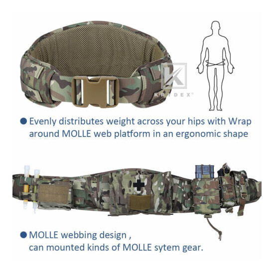 KRYDEX Tactical Belt GEN 2 Modular MOLLE PALS Padded Battle Belt Mesh Line Camo {9}