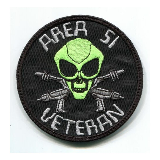 Area 51 Raid Veteran Meme Alien Embroidered Patch 3.5" with Hook Fastener {1}