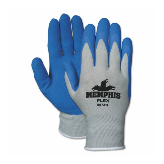MCR Safety Memphis Flex Seamless Nylon Knit Gloves Large Blue/Gray Dozen {1}