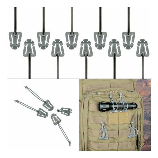 Pack of 30 Grey Tactical Web Dominator Gear Clip Set Elastic Cord for Molle Belt {5}