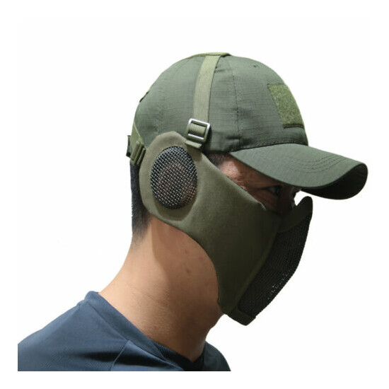 Tactical Foldable Camouflage Mesh Mask With Ear Protection With Cap For Hunting {4}