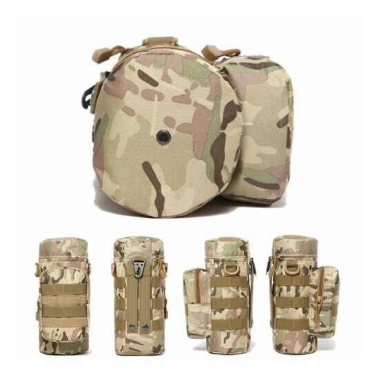 MOLLE Large Water Bottle Pouch Outdoor Tactical Zipper Hydration Pack Belt Pouch {12}