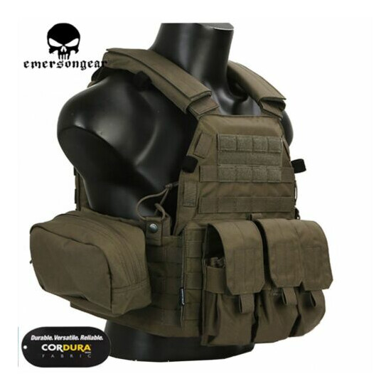 Emerson Tactical Modular Combat Vest MOLLE LBT-6094A Plate Carrier w/ 3 Pouch RG {2}