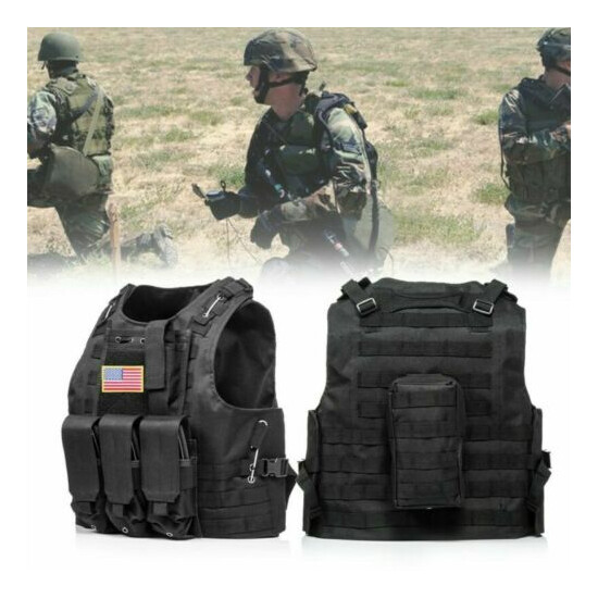 Military Tactical Vest Molle Combat Assault Plate Carrier /+ Flag S7 {14}