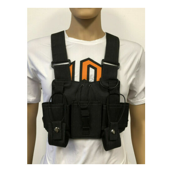 MOLLE Tactical Chest Vest with Adjustable Panel Radio Pockets  {2}