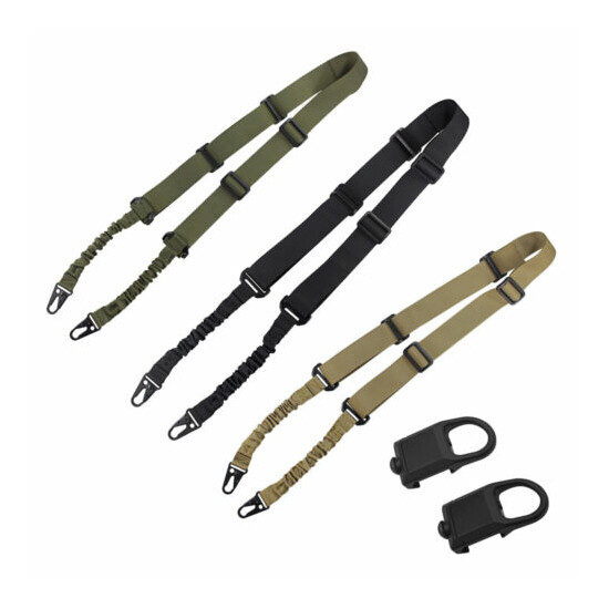 Tactical 2 Points Rifle Sling Shoulder Strap with 2 Picatinny Rail Mounts Set {1}