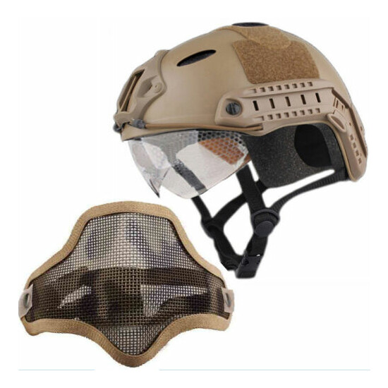 Tactical Airsoft Paintball Military Protective SWAT Helmet w/ Goggle + half Mask {5}