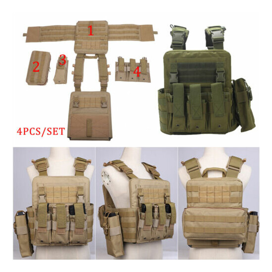 4PCS Tactical Vest Gun Holder Molle Combat Assault Police Hunting Gear Chest Rig {1}