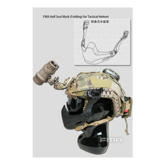 FMA Tactical Universal Rail Folding Arm Half Face Mask for Helmet /Split Goggles {5}