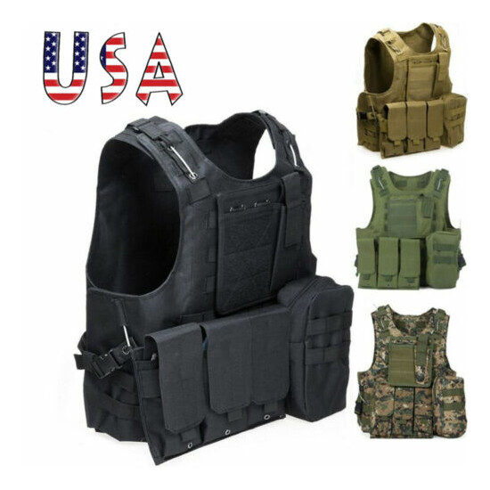 Tactical Military SWAT Airsoft Molle Combat Assault Plate Carrier Vest Gear US {1}