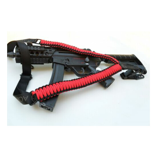 Tactical 550 Paracord Rifle Shotgun Gun Sling Single 1 Point w/QD RED / BLACK {1}