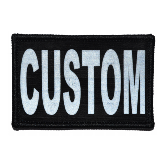 Custom Text Reflective Patch - Multiple Sizes Military/ Patch Hook Backing {8}