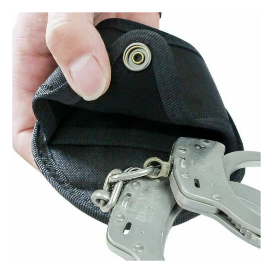 Black Military Tactical Handcuff Holder Heavy Duty Nylon Handcuff Pouch Case  {4}