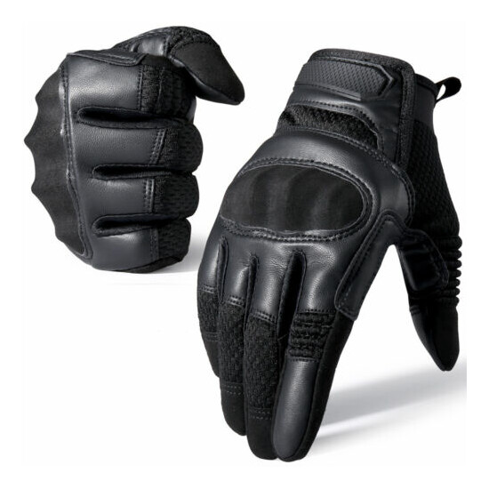 Leather Tactical Combat Full Finger Gloves Hunting Shooting Army Military Mens {13}