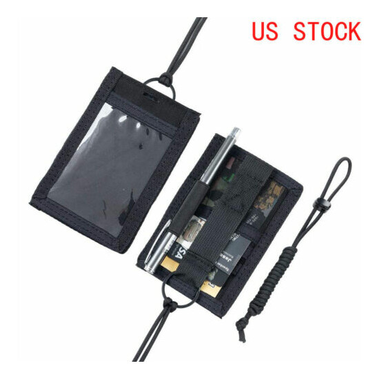 Tactical ID Card Holder Credit Card Organizer Hook & Loop Pouch US STOCK {1}