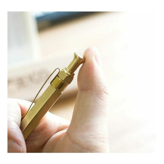 Six-Edge Solid Brass Pen Spring Retractable Ballpoint Pen Tactical Survival tool {6}