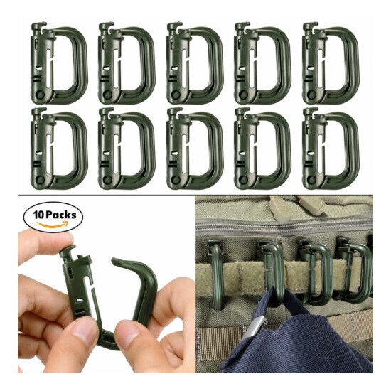 10 Pcs Multipurpose D-Ring Grimloc Locking for Molle Webbing with Zippered Pouch {16}